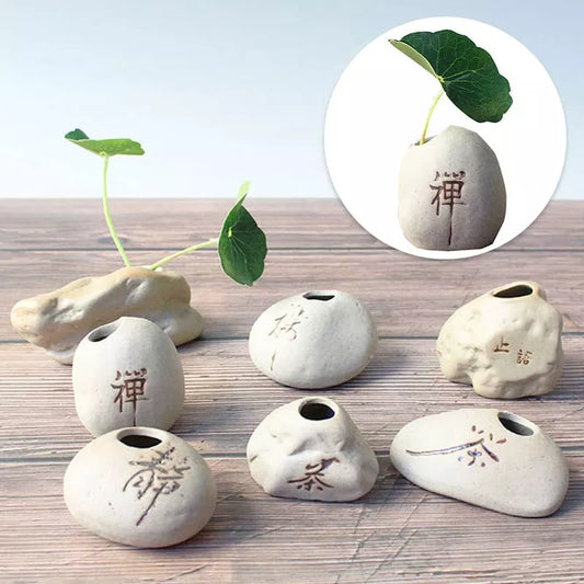 Small Zen Stone Vase for Hydroponic Plants