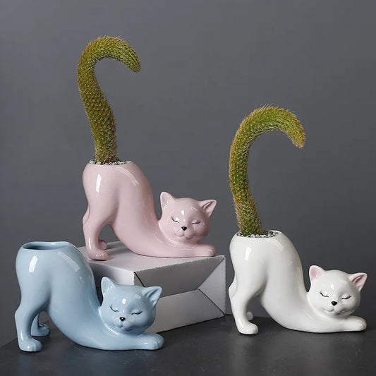 Cartoon Cat Shaped Flower Vase